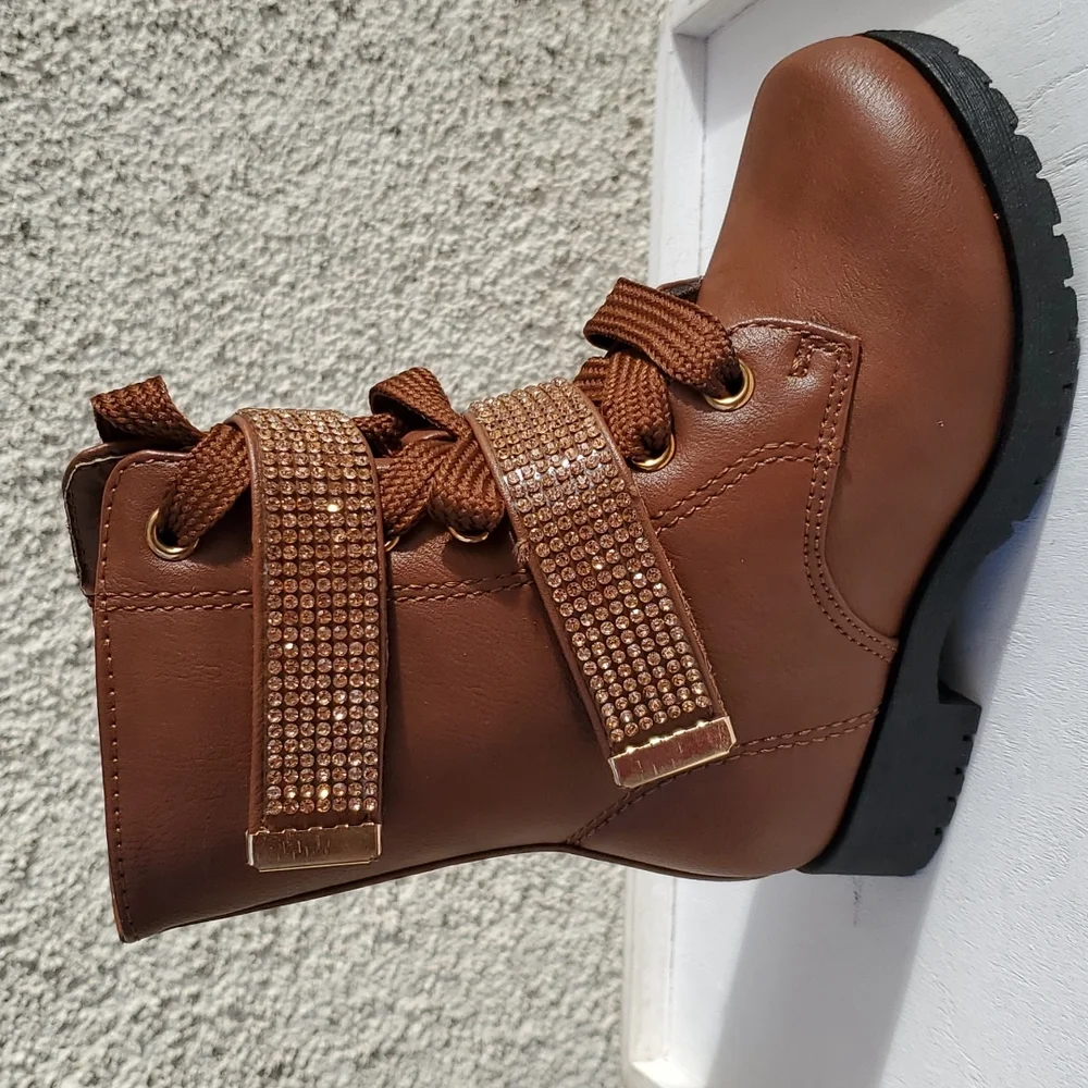 Moto Boots with Embroidery Rhinestones - Picture 2 of 4